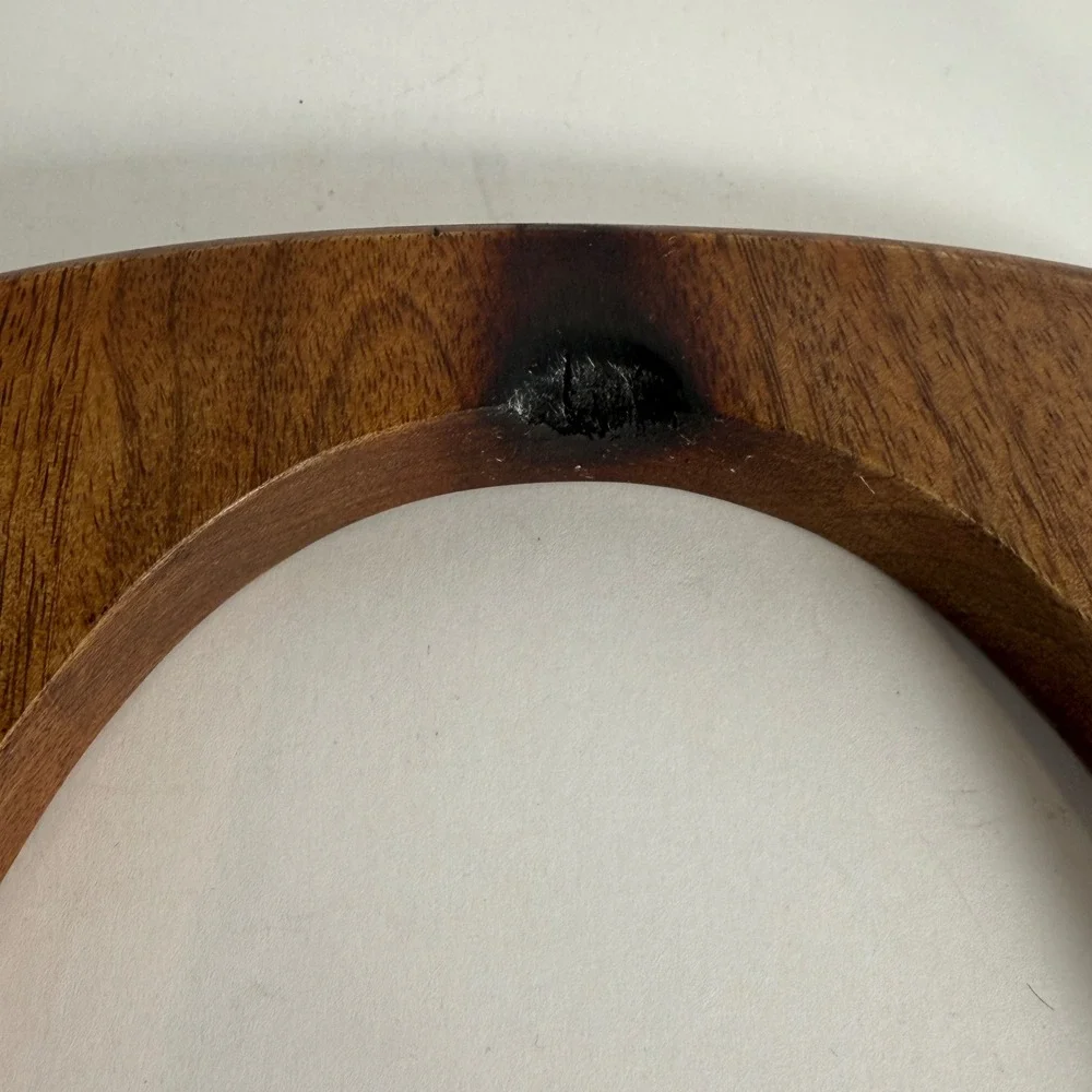 MCM Glass Hurricane Lantern Wood Arched Handle Tripod Base Decor 18